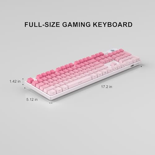 Image of MageGee MK-Storm Mechanical Gaming Keyboard, 104 Keys Wired Light Up Keyboard with Linear Red Switch, RGB Backlit, Side-Printed Keycaps, N-Key Rollover for Laptop, Desktop, PC (Gradient Pink)