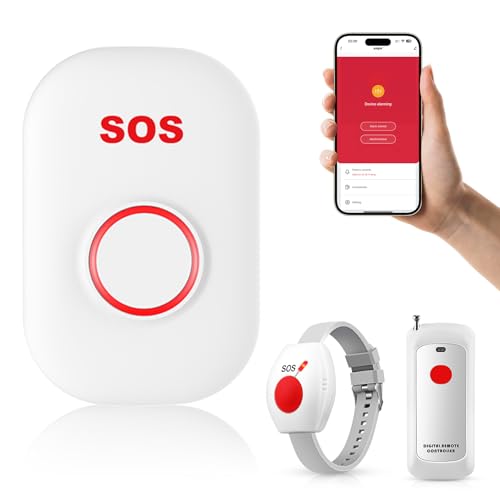 Life Alert Systems for Seniors No Monthly Fee Wi-Fi APP Control Elderly Alarm Call Button Caregiver Pager for 1 Call Button 1 Watch Button 1 Receiver(Only Supports 2.4GHz Wi-Fi) Rectangular Pager