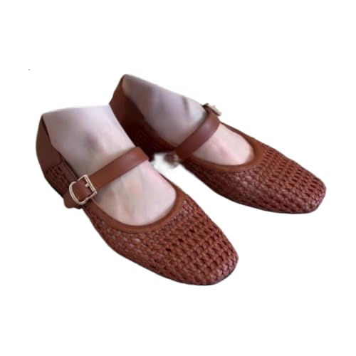 Woven Ballet Flats for Women Mesh Mary Janes Sandals - Retro Cute Plus Size Trendy Athleisure Breathable Causal Comfortable Walking Lightweight Running Beach Travel Standing All Day Business Office