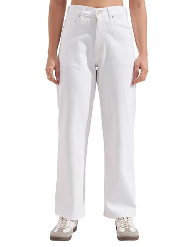 Image of Tokyo Talkies Women's Mid Rise Straight fit Wide Leg Trousers|Work Wear|Side Pockets