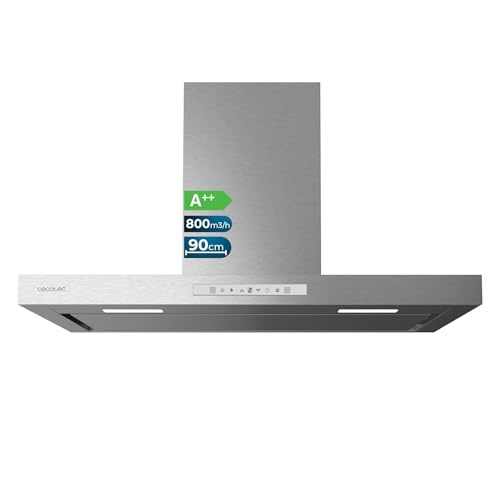 Cecotec Cappa Aspirante 90 Cm Flux Tt 908000 Glass White A++. 210W, Acciaio Inox, Display Glass...