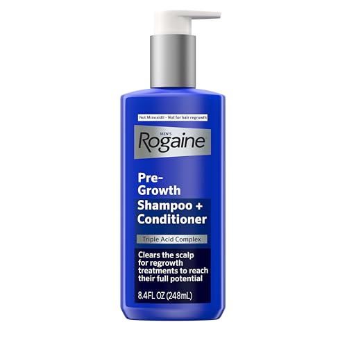 Rogaine Mens Pre-Growth 2 in 1 Shampoo + Conditioner with Triple Acid Complex Scalp Purifying Shampoo Removes Build-Up To Maximize Hair Regrowth Treatments Not Minoxidil 8.4 fl. oz