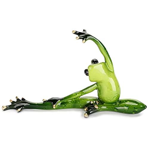 Figura decorativa rana yoga en resina para decoración
