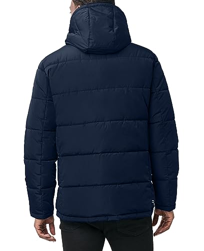 Image of Nautica Men's Midweight Quilted Faux Memory Puffer Jacket -Adjustable Hood Insulated Winter Coat