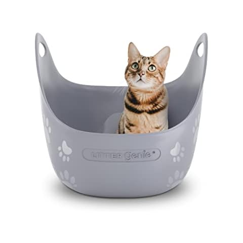 Litter Genie Cat Litter Box | Made with Flexible, Soft Plastic | Features High-Walls and Handles for Privacy and Portability Cover