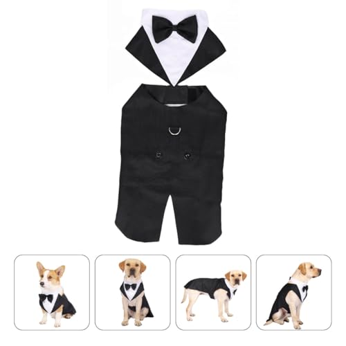 Traje esmoquin para perro con moño elegante tamaño M miniatura 6