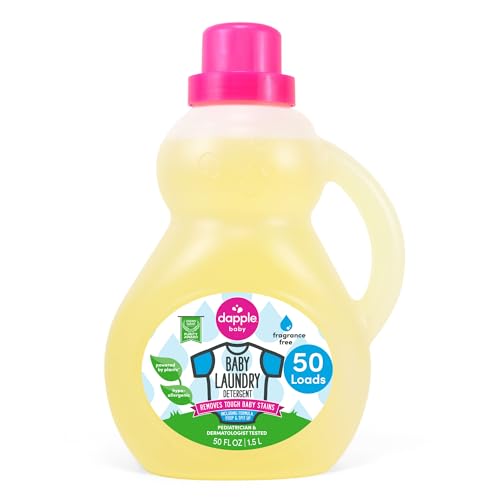 Image of Dapple Baby Laundry Detergent, Powered by Plants, Concentrated, Hypoallergenic, Stain Remover, Fragrance Free, 50 Fl Oz (1 Pack)