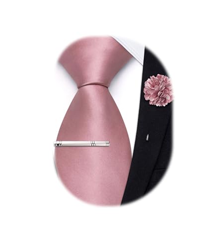 Image of Hi-Tie Pretied Boys Ties Solid Color Kids Adjustable Necktie Lapel Pin Clip Set Age 8-12 Wedding School Graduation