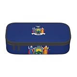 KLJnmbb Estuche de viaje con estampado de bandera del estado de Nueva York, 8.3 x 2 x 3.7 pulgadas, bolsa de almacenamiento funcional para suministros de oficina