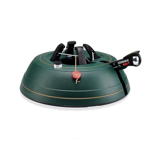 Krinner Christmas Tree Genie Medium - Green Tree Stand - Original Single Cable Operation, Holds up to 7 ft Live Trees - Foot Pedal Setup & Water Reservoir with Level Indicator - German Made