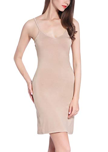 Coreal Full Slip For Women Under Dress Adjustable Spaghetti Strap Knee Length Slips Undergarment Nightwear