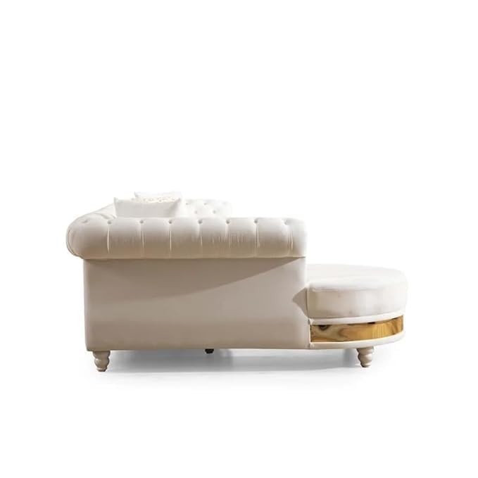 Image of Modern Classic L Shape Sectional Sofa Set, Chesterfield Style 4 Seater Sofa Set with Pillows for Living Room, Bedroom and Office, Office, and Hallway Colour (Beige Gold)