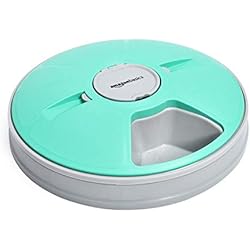 Dispensador De Comida Para Perros Electronico Amazon Basics - Comedero electrónico automático con temporizador para mascotas, 6 porciones, turquesa, 30 x 50 x 5 cm (Paquete de 1)