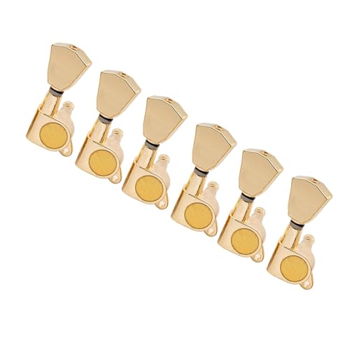 Guitar Tuning Pieces 6 In Line Guitar Sealed Tuners Tuning Keys Pegs Machine Heads Set(Gold,Long)