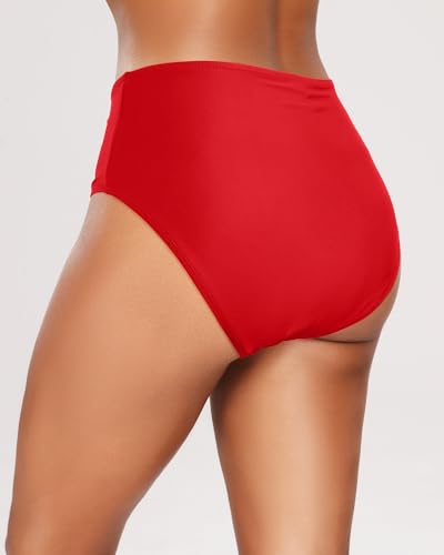 Image of Tempt Me Womens High Cut High Waisted Bikini Bottoms Tummy Control Bathing Suit Bottoms Swim Bottom Swimsuit Bottom