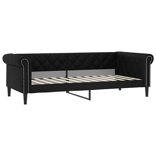 vidaXL Tagesbett, Gästebett 2-in-1, Sofabett Schlafsofa für Schlafzimmer Wohnzimmer, Bettsofa Sofa, Modernes Design, Schwarz 100x200cm Kunstleder
