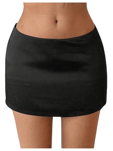 Floerns Women's Low Waist Satin Silk Mini Skirt Zipper Short Skirts