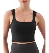 K-Swiss Crop Tank Tops for Women - Square Neck Longline Sports Bras Padded