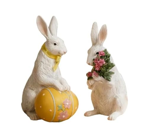 Lapins de Pâques avec carotte statuette de décoration de bureau moderne - 2