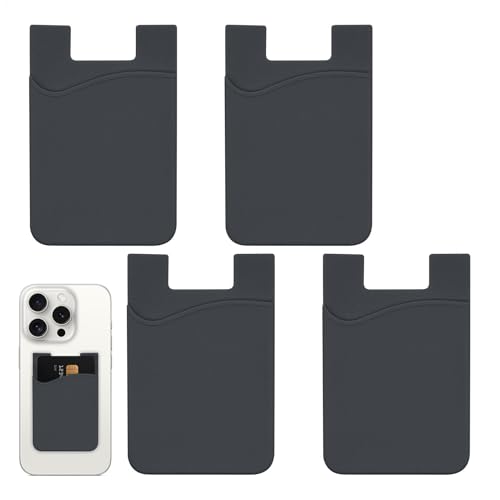 Tarjetero Adhesivo para teléfono, Paquete de 4 Fundas portátiles para Tarjetas de crédito, Accesorios para teléfono Celular, de identificación, Tarjetero para Hombre para Exteriores