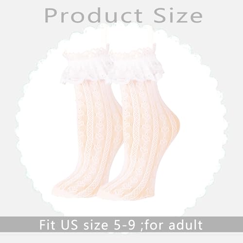 3 Pairs Womens Lace Ankle White Ruffle Frilly Dress Sexy Mesh Lace Trim Lolita Sock Lacy Ruffled Bootie Socks2