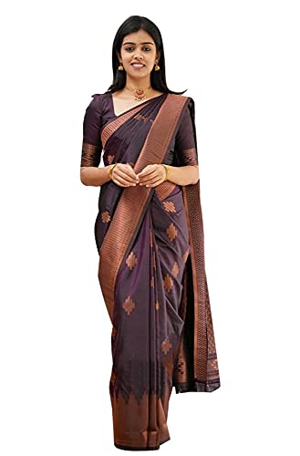 C J Enterprise Women’s Banarasi Pure Kanjivaram Silk Saree Soft With Blouse Piece (Gola Line)