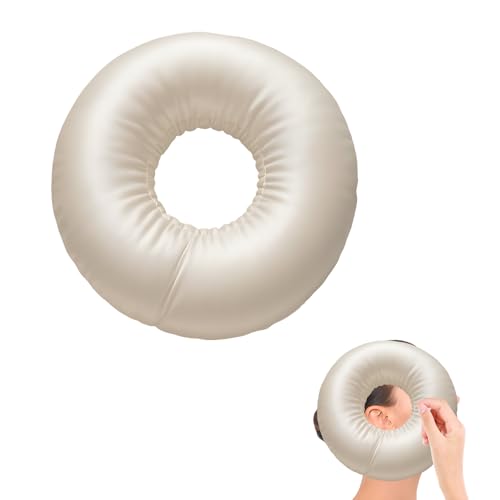 QhgPnt Piercing Pillow, Ear Piercing Pillow for Side Sleepers, Champagne Donut Pillow for Ear Pain Relief, Ring Cushion For Side Sleepers, Soft Cotton Material, 28cm Length, 8cm Hole Diameter