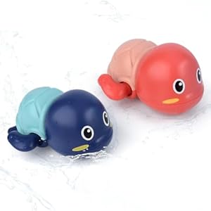 Storio Cute Swimming Baby Water Turtle Bath Toys for Toddlers | Set of 2 | Turtle Toy | 1-3, Floating Wind Up Toys for 1 2 3 4 5 Year Old Boy Girl, New Born Baby Bathtub Water Toys – 2pcs