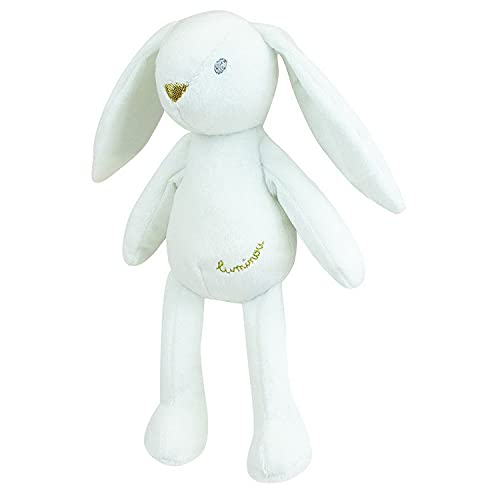 JEMINI LUMINOU Peluche Lumineuse Naturelle Fonctionne sans Pile+/- 20 CM Lapin Blanc, Blance