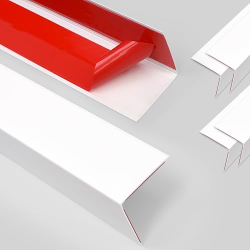 Image of 4Pack Aluminum Metal Corner Protector, 45″x 1″ Peel and Stick L Molding Corner Guards with 90 Angle, for Wall Door Frame Cabinet Furniture Baseboard Protection and Decoration (White)