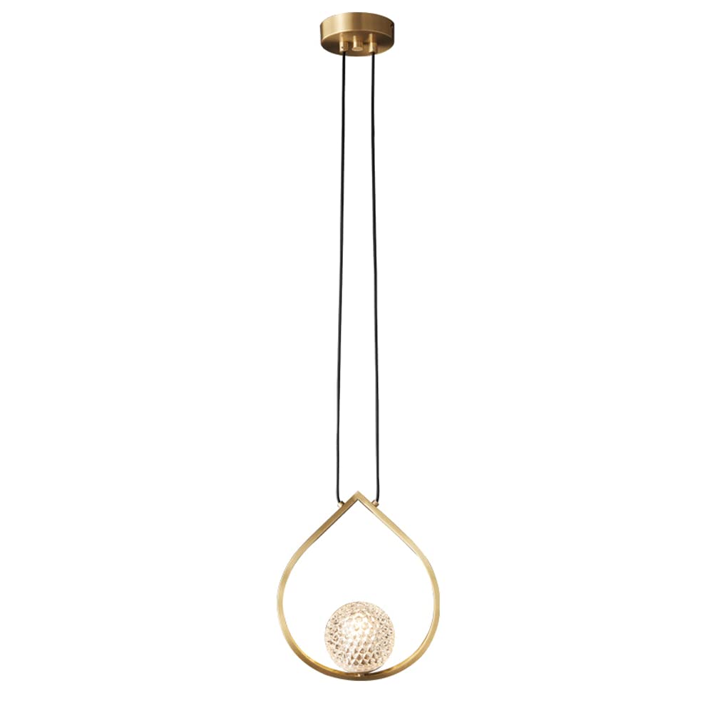 Lustre suspension en laiton avec anneau boule de cristal design luminaire G9 réglable