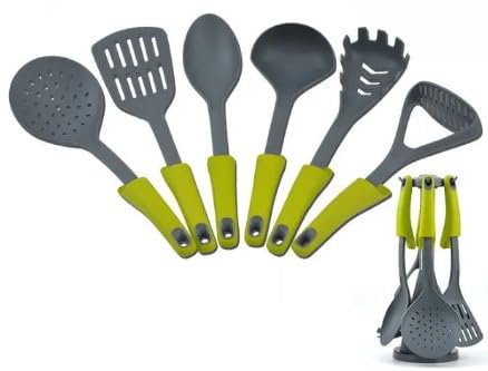 7 PCS Silicone Kitchenware Utensils Set, Elevate Carousel Nylon Kitchen Utensils Set with Rotating Storage Stand
