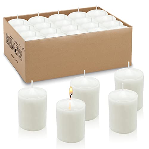 Amusaer White Votive Candles, 20 Packs Unscented Wax Candles for Wedding, Party & Home (15 Hour), 1.5''D x 2.25''H