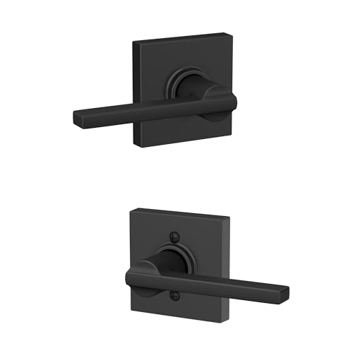 Image of Schlage Latitude Hall /Closet Passage Door Handle, Reversible, Matte Black | Hall or closet lever door handle with no lock, Easy to install, Certified durability, Universal fit