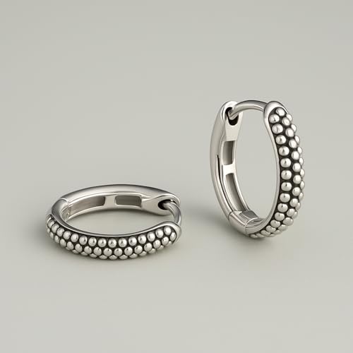 Image of VAMA FASHIONS Oxidised Silver Hoop Earrings in Tribal Bali Design Lightweight Ethnic Look Ear Accessories for Men