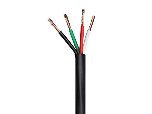Monoprice - 113726 Nimbus Series 16 Gauge AWG 4 Conductor CMP-Rated Speaker Wire/Cable - 100ft UL Plenum Rated, 100% Pure Bare Copper with Color Coded Conductors Black