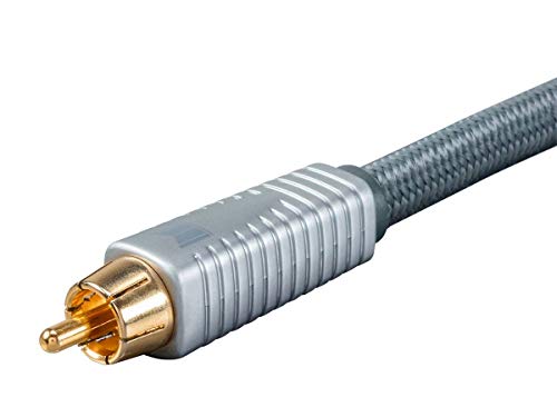 Monolith RCA Cable - 24K Gold Plated Connectors, AL foil, OFC Copper Braided Shield, 3 Feet, Silver by Monoprice - Used condition - Image 3