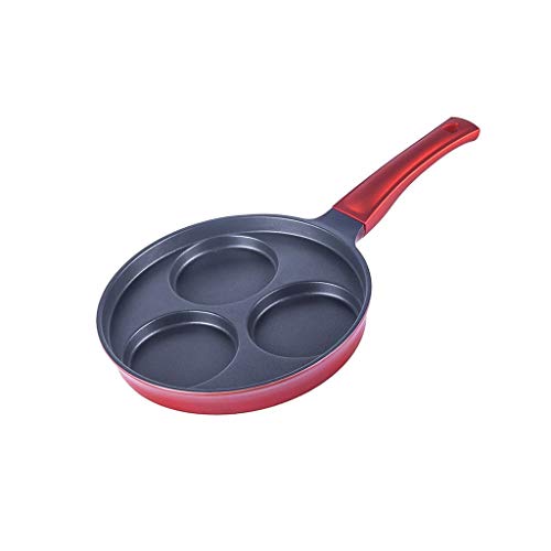 Olla antiadherente roja para albóndigas de huevo, tres agujeros, mini gas doméstico para hacer empaques, albóndigas de huevo, olla para huevos fritos