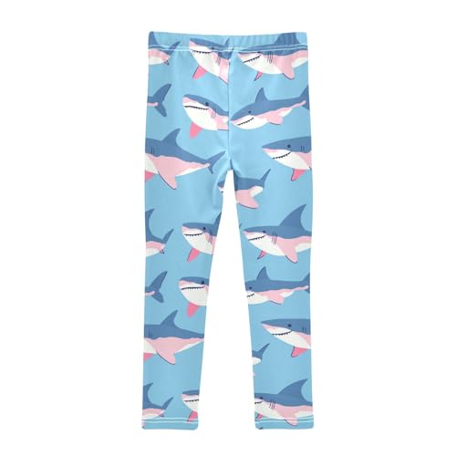 Sharks Blue Girls' Leggings Toddler Doodles Pink Nose Lips Kids Yoga Pants Dance Active Tights 4T2