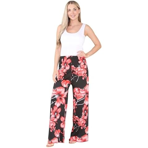 Faozo Women's Floral Wide Leg Palazzo Trousers Cover