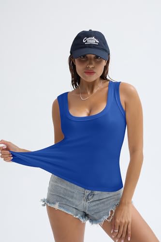 Image of SVALIY Summer Womens Tank Tops 2026 Square Neck Fitted Sleeveless Shirts for Women Ribbed Basic Top