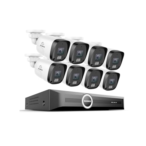 SANNCE 2K 3MP PoE Security Camera System, 8CH 6MP Surveillance NVR with 8 x 3MP...