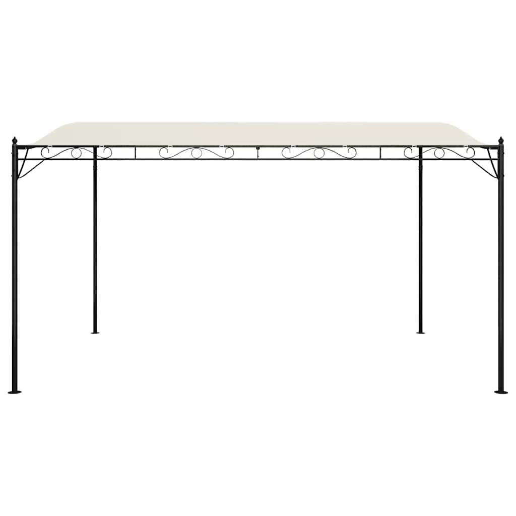Auvent de Jardin 4x3 m Tonnelle Adossée Cadre en Acier Revêtu de Poudre Structure Courbée et Toit en Tissu Crème Abri de Terrasse pour Réunions et Événements en Plein Air