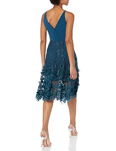 Image of Dress the Population Women's Darleen Sleeveless Plunging Neckline Fit and Flare Midi Dress