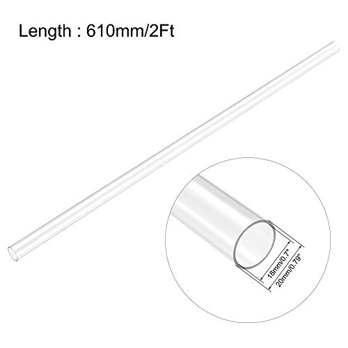 Image of uxcell 3pcs Clear Rigid Tubing 18mm(11 /16'') ID x 20mm(3 /4'') OD x 2Ft Length Round Plastic Polycarbonate Tube