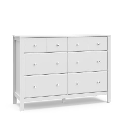 Image of Storkcraft Horizon 6 Drawer Dresser (White) – GREENGUARD Gold Certified Dresser for Nursery & Kids’ Room, Modern Storage with Interlocking Drawer System
