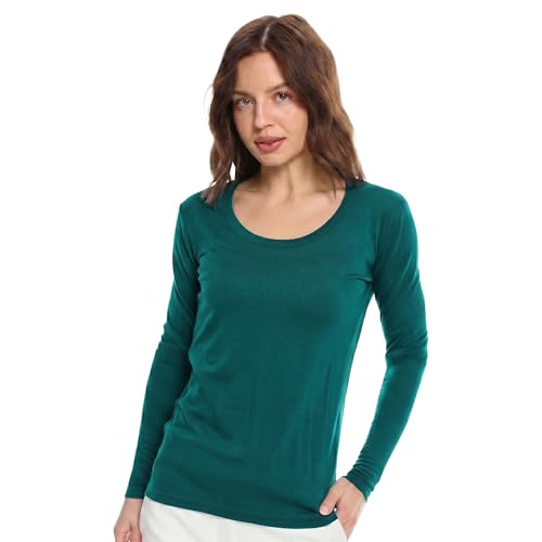Image of Merino Wool Base Layer Women - 100% Merino Wool Shirt Women Thermal Underwear Long Sleeve T-Shirt for Hiking