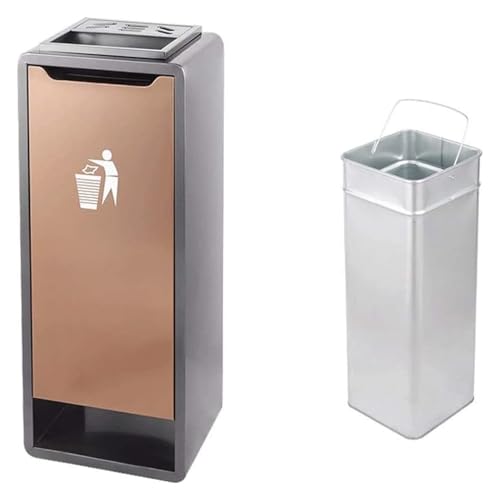 Poubelle acier inoxydable avec cendrier semi-ouvert grand format - 5