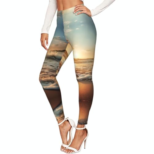 Leggings de ondas de agua para mujer mallas de tacto suave y alta resistencia para gimnasio