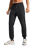 CRZ YOGA Mens Lightweight Athletic Golf Joggers Pants - Casual Workout Track Gym Pants with Pockets Black Large